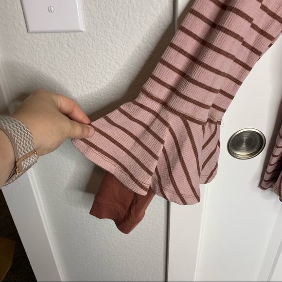 Free People Peplum Hem Stripe Ribbed Top Small - Picture 5 of 9